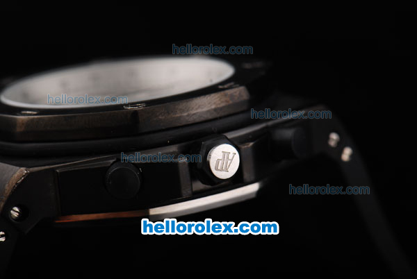 Audemars Piguet Royal Oak Offshore Chronograph Quartz Movement PVD Case with White Dial and Black Numeral Marker-Black Rubber Strap - Click Image to Close